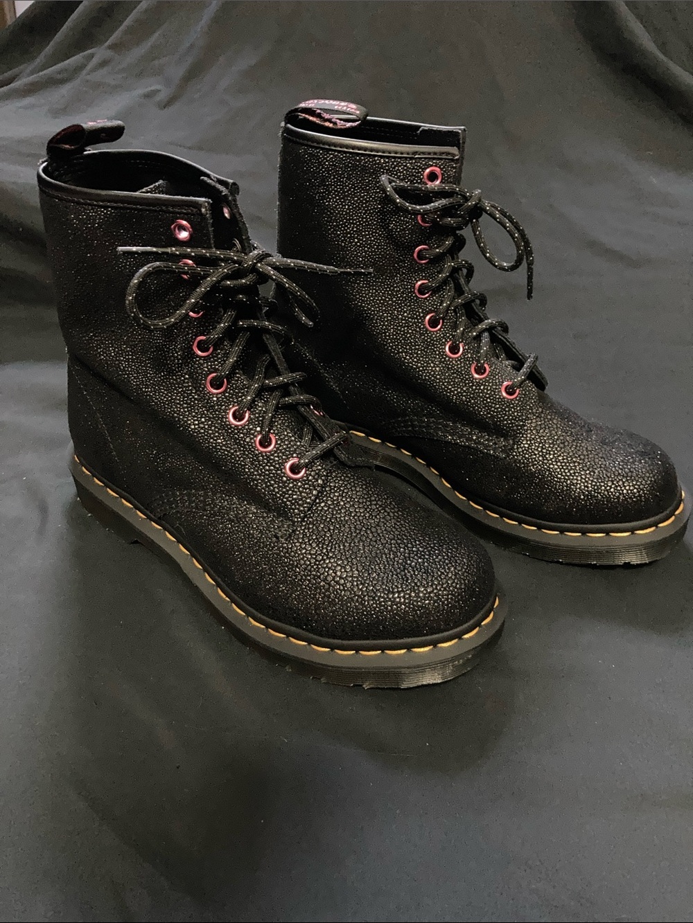 NWOT Dr. Martens 1460 Women's Bejeweled Lace Up Combat Boots Black Size US 8